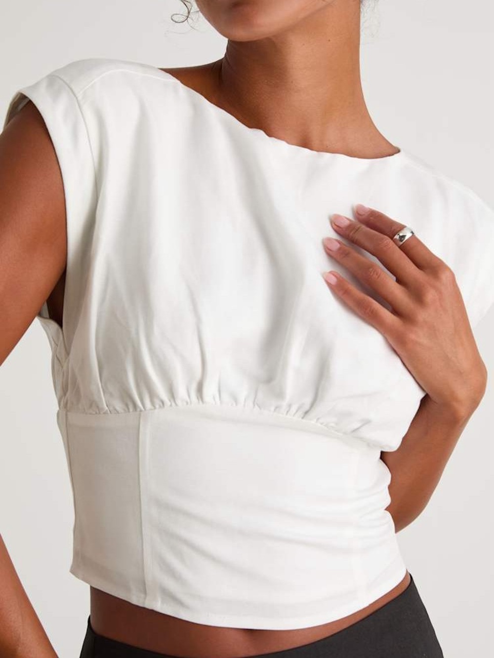 mavis ivory linen boat neck top - lulus
